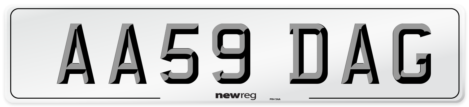 AA59 DAG Number Plate from New Reg
